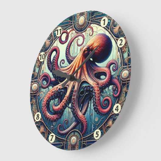 Octopus Art Deco Grote Klok (Hoek)