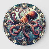 Octopus Art Deco Grote Klok (Voorkant)