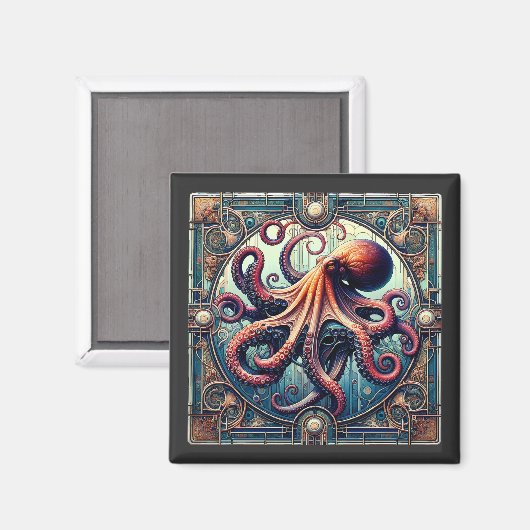 Octopus Art Deco Magneet (Voorkant / Achterkant)