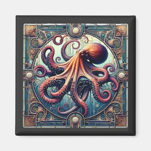 Octopus Art Deco Magneet (Voorkant)