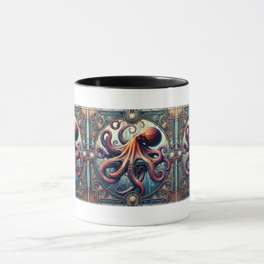 Octopus Art Deco Mok (Midden)