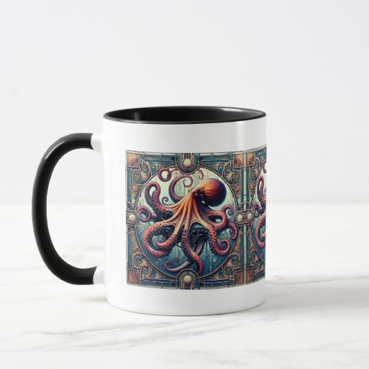 Octopus Art Deco Mok (Links)