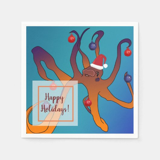Octopus Art Merry Kerstmis Servet (Voorkant)