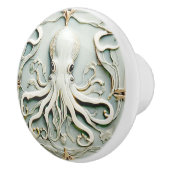 Octopus Art Nouveau Faux Relief Antiek Mint Keramische Knop (Rechts)