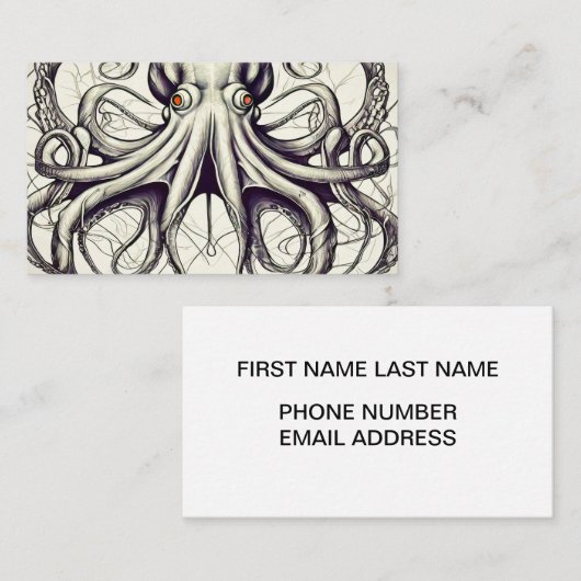 Octopus artwork visitekaartje oceaan liefhebber su (Voorkant / Achterkant)