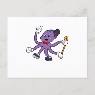 Octopus as Magician with Hat Briefkaart