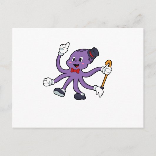 Octopus as Magician with Hat Briefkaart (Voorkant)
