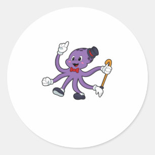 Octopus as Magician with Hat Ronde Sticker