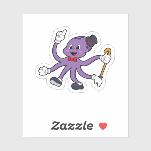 Octopus as Magician with Hat Sticker (Vel)