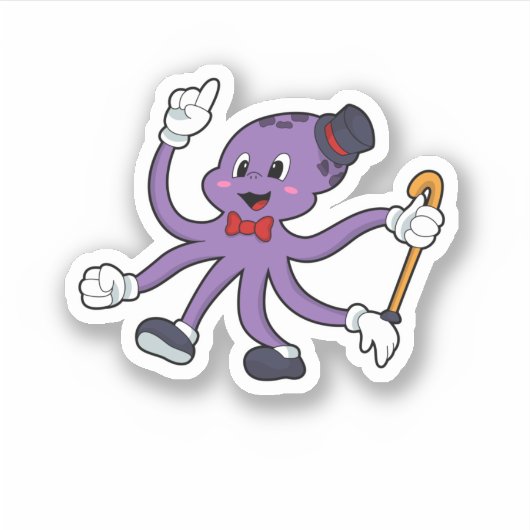 Octopus as Magician with Hat Sticker (Voorkant)