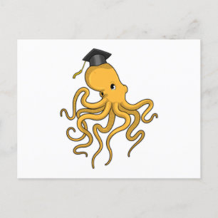 Octopus as Student with Diploma Briefkaart