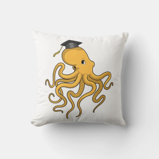 Octopus as Student with Diploma Kussen (Voorkant)