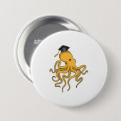 Octopus as Student with Diploma Ronde Button 7,6 Cm (Voorkant /achterkant)
