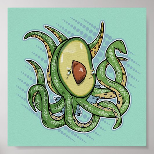 Octopus Avocado Poster (Voorkant)