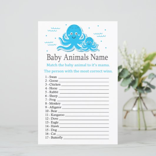 Octopus Baby Animals Name Game (Staand voorkant)