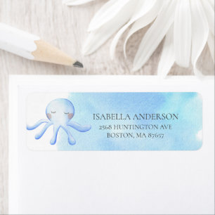 Octopus Baby shower Adres Etiket