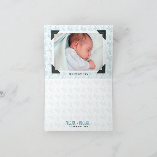 Octopus Baby shower Dank je, jongen met foto Bedankkaart (Binnen)