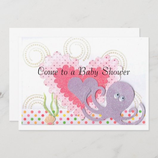 Octopus Baby shower Uitnodiging (Voorkant / Achterkant)