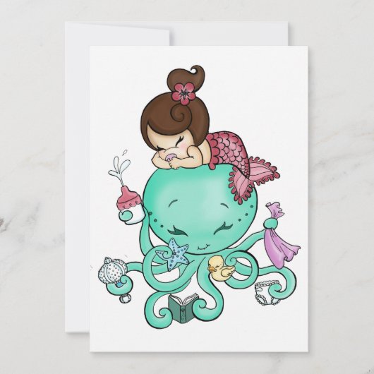 Octopus Babysitter Invite Kaart (Voorkant)