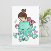 Octopus Babysitter Invite Kaart (Staand voorkant)