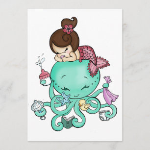Octopus Babysitter Invite Kaart