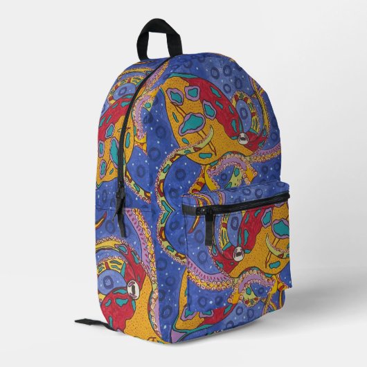 Octopus Back Pack Boekentas Bedrukte Rugzak (Achterkant Hoek Links)