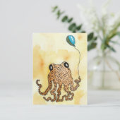 Octopus & Ballon Ansichtkaart Briefkaart (Staand voorkant)