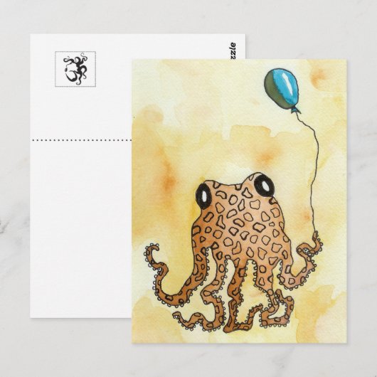 Octopus & Ballon Ansichtkaart Briefkaart (Voorkant / Achterkant)