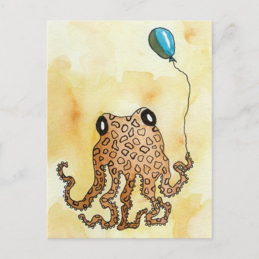 Octopus & Ballon Ansichtkaart Briefkaart (Voorkant)