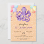 Octopus Ballon Bubble Peach Kids Verjaardag Kaart (Voorkant)