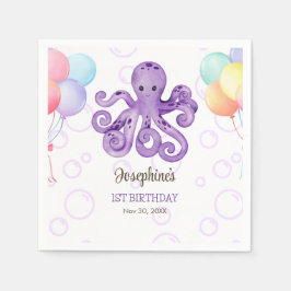 Octopus Balloon Paarse Bubble Kids Verjaardag Servet
