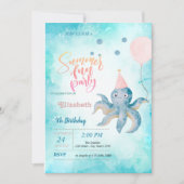 Octopus Balloon Zee Summer Birthday Party Kaart (Voorkant)