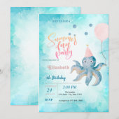 Octopus Balloon Zee Summer Birthday Party Kaart (Voorkant / Achterkant)