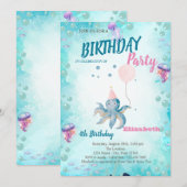 Octopus Balloon Zee Summer Birthday Party Kaart (Voorkant / Achterkant)