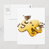 Octopus Barista Briefkaart (Voorkant / Achterkant)