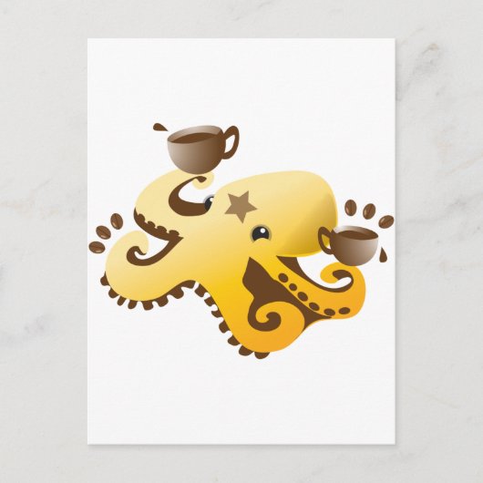 Octopus Barista Briefkaart (Voorkant)