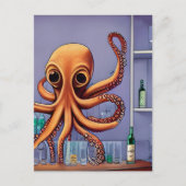 Octopus Bartender Briefkaart (Voorkant)