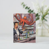 Octopus Bartender Briefkaart (Staand voorkant)