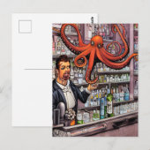 Octopus Bartender Briefkaart (Voorkant / Achterkant)