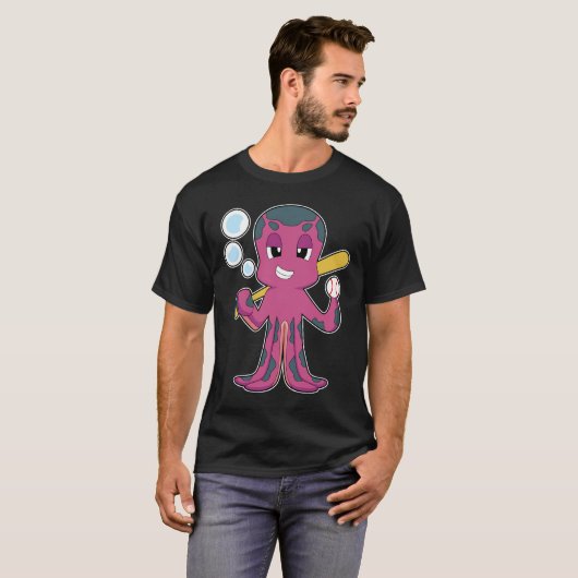 Octopus Baseball Baseball bat Sports T-shirt (Voorkant volledig)