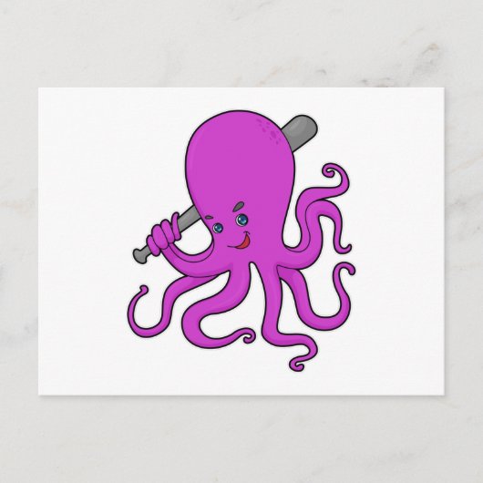 Octopus Baseball Baseball Briefkaart (Voorkant)
