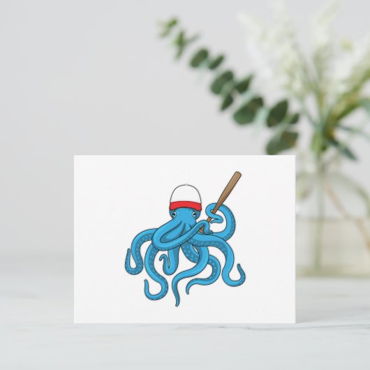 Octopus Baseball Baseball Briefkaart (Staand voorkant)