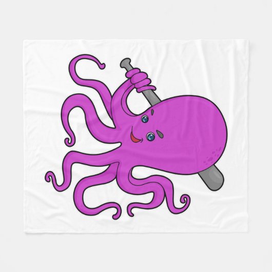 Octopus Baseball Baseball Fleece Deken (Voorkant (Horizontaal))
