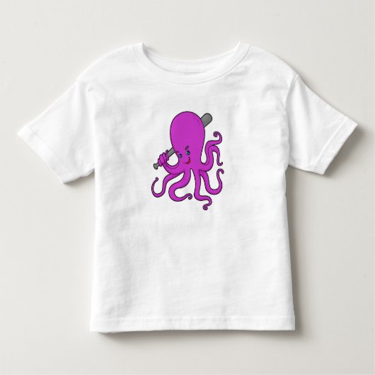 Octopus Baseball Baseball Kinder Shirts (Voorkant)