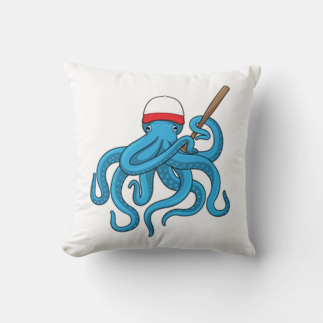 Octopus Baseball Baseball Kussen (Voorkant)