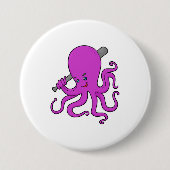 Octopus Baseball Baseball Ronde Button 7,6 Cm (Voorkant)