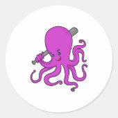 Octopus Baseball Baseball Ronde Sticker (Voorkant)