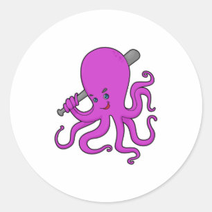 Octopus Baseball Baseball Ronde Sticker