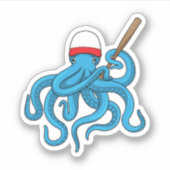 Octopus Baseball Baseball Sticker (Voorkant)