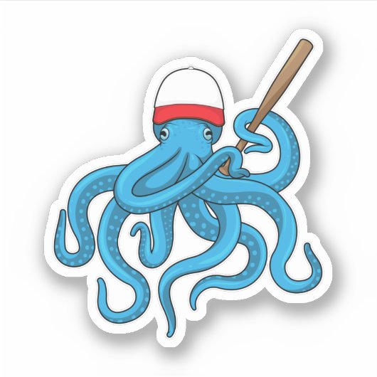 Octopus Baseball Baseball Sticker (Voorkant)